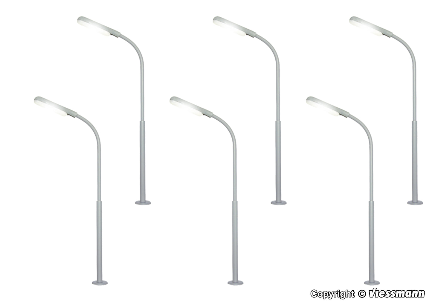 Viessmann HO 60906 H0 Set of 6 Whip Street Lights, LED white