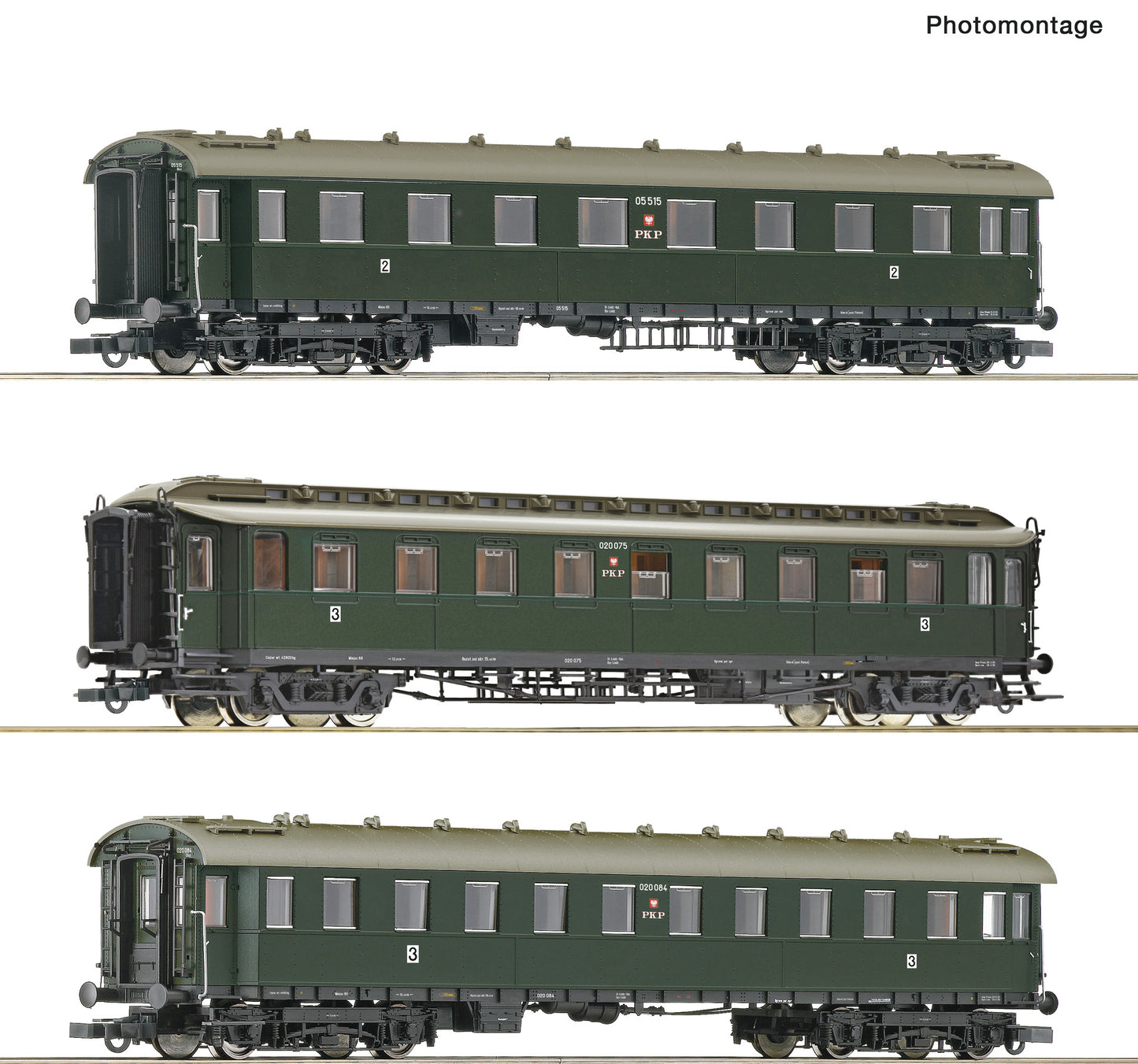 Roco HO 6200112 3 piece set: Express train coaches PKP era III DC 2025 New Item