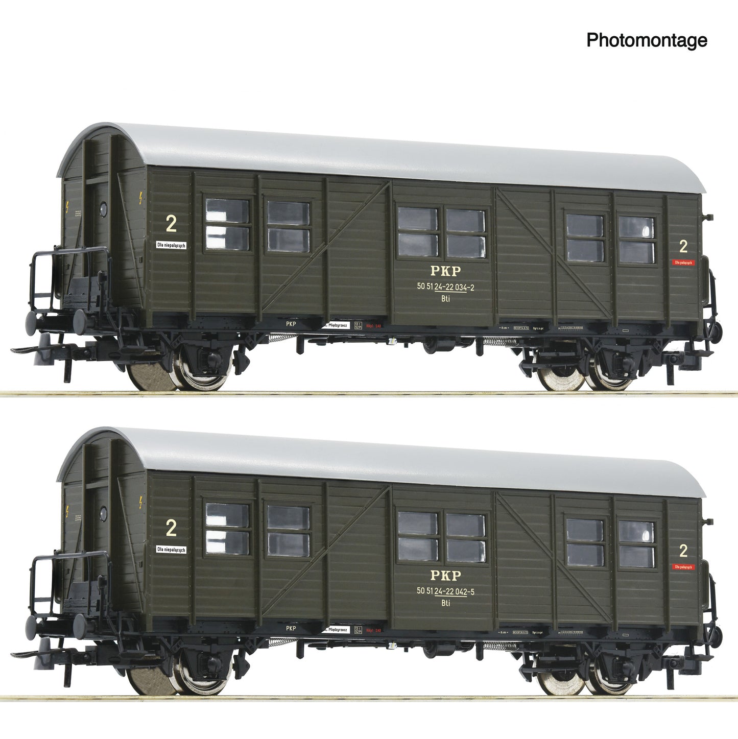 Roco HO 6200195 2 piece set: Auxiliary passenger coaches PKP era IV DC 2026 New Item