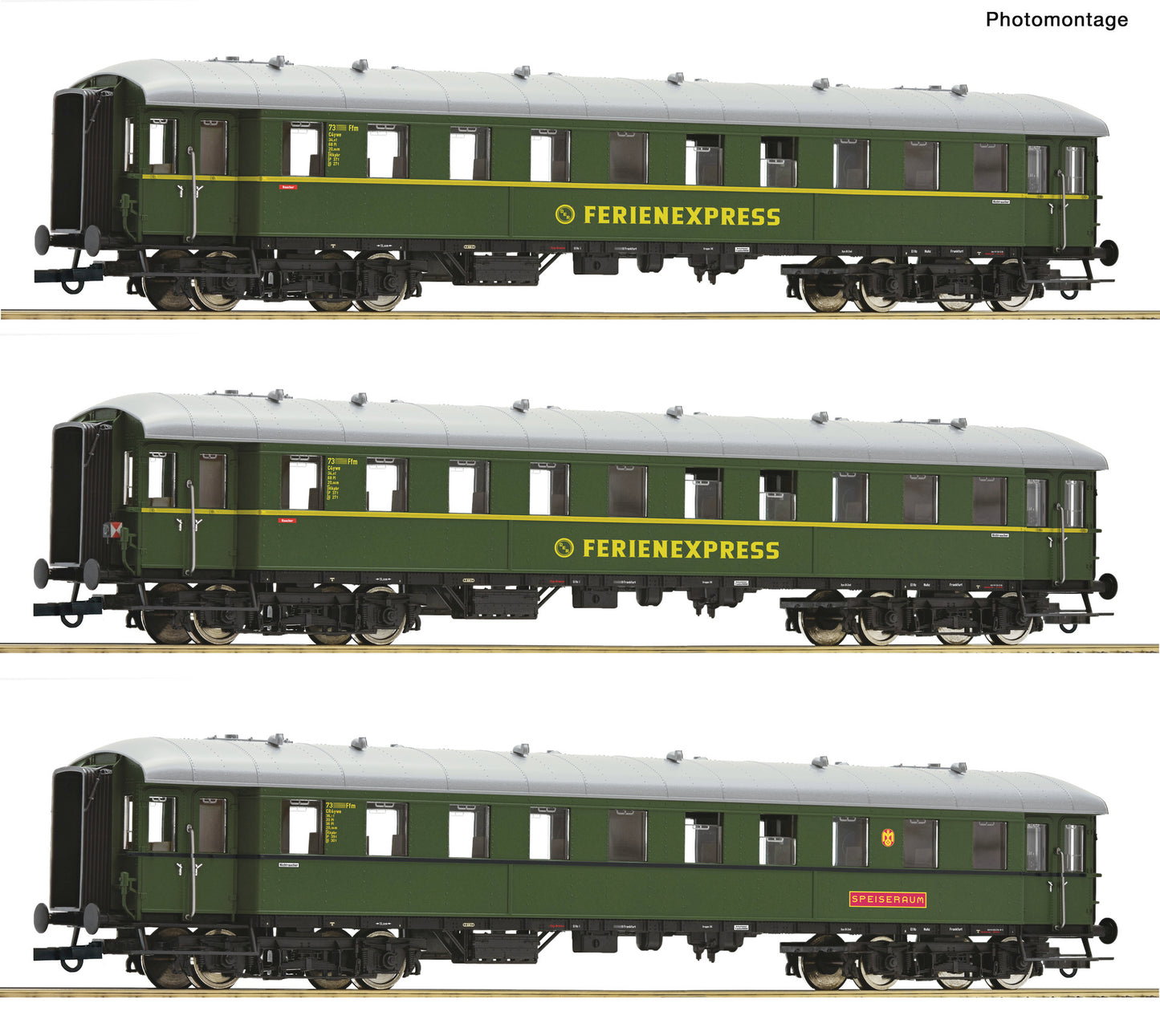 Roco HO 6200235 3 piece set: 'Ferienexpress' coaches DB era III DC 2026 New Item