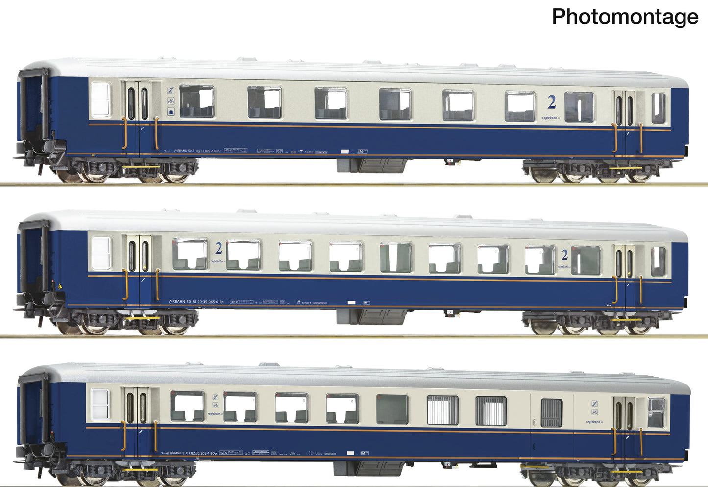 Roco HO 6200244 3 piece set: Schlieren wagons Regiobahn era VI DC 2026 New Item