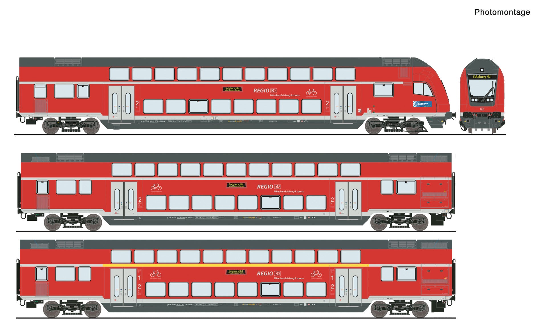 Roco HO 6210144 3 piece set: Double-deck coaches DB AG era VI DC Roco HO 6210144 3 piece set: Double-deck coaches DB AG era VI DC