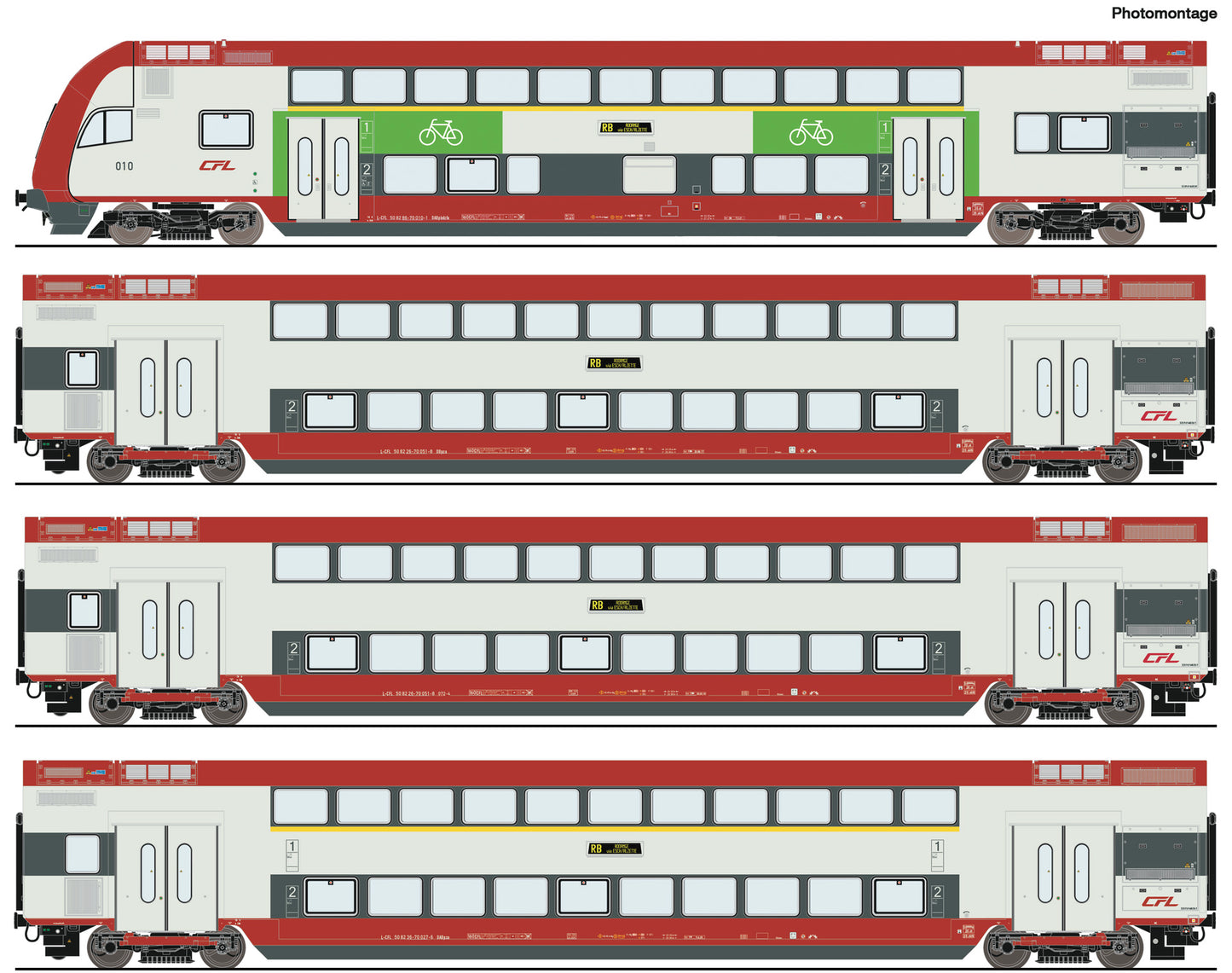 Roco HO 6220148 4 piece set: Double-deck coach CFL era VI DC 2025 New Item