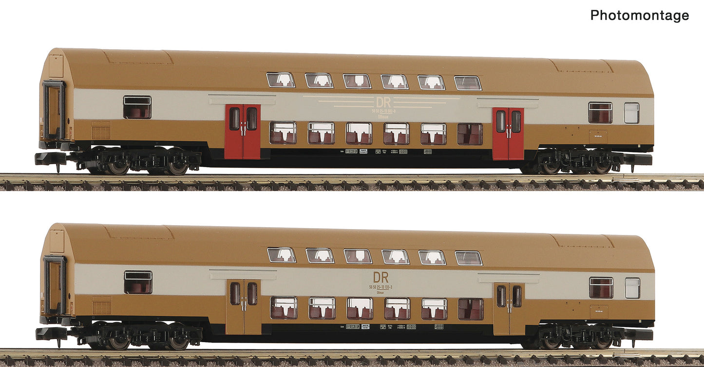 Fleischmann N 6260075 2 piece set (2): Double-deck coaches DR era IV DC 2025 New Item