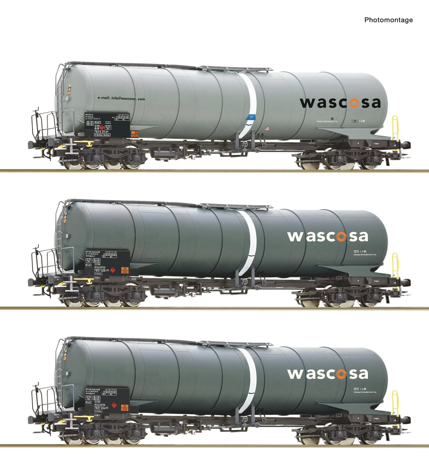 Roco HO 6600143 3 piece set: Tank wagons Wascosa era 56 DC 2025 New Item
