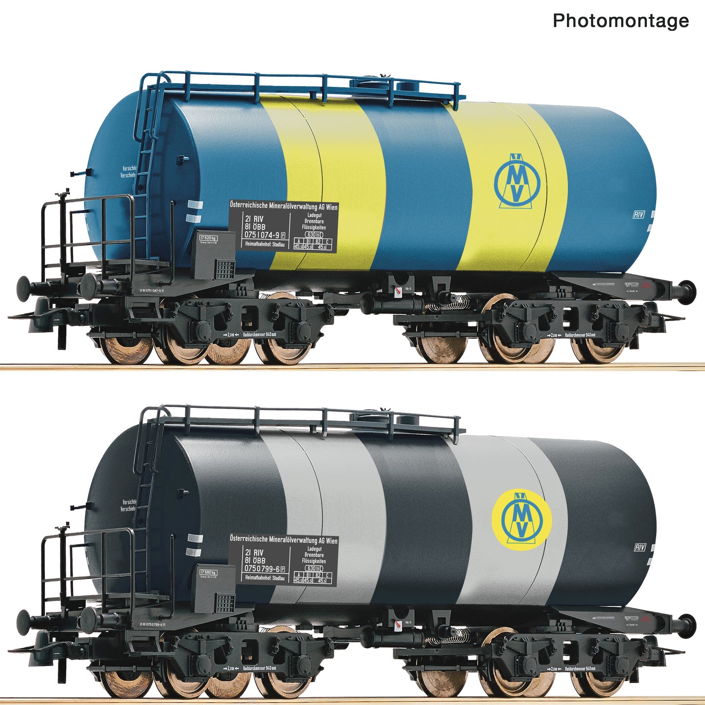 Roco HO 6600163 2 piece set: Tank wagons ÖMV/ÖBB era IV DC 2025 New Item