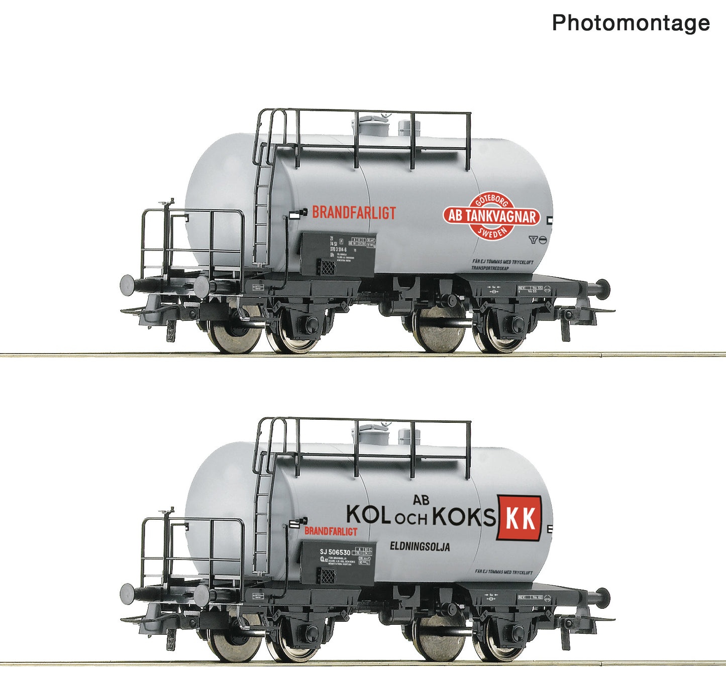 Roco HO 6600193 2 piece set: Tank wagons SJ era 34 DC 2025 New Item