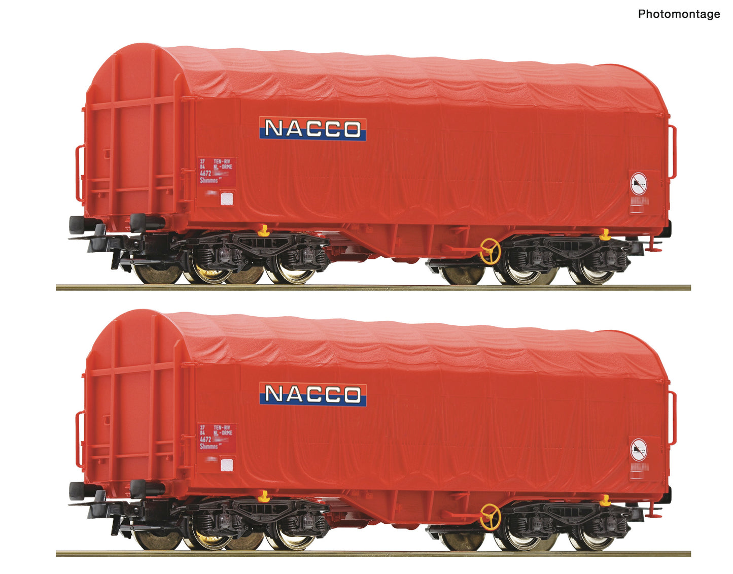 Roco HO 6600226 2 piece set: Sliding tarpaulin wagons NACCO era VI DC Fall 2025 New Item