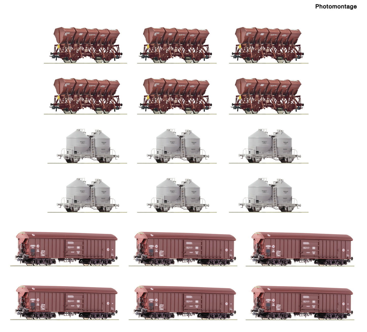 Roco HO 6600330 18 piece display: open cars DB era IV DC 2026 New Item