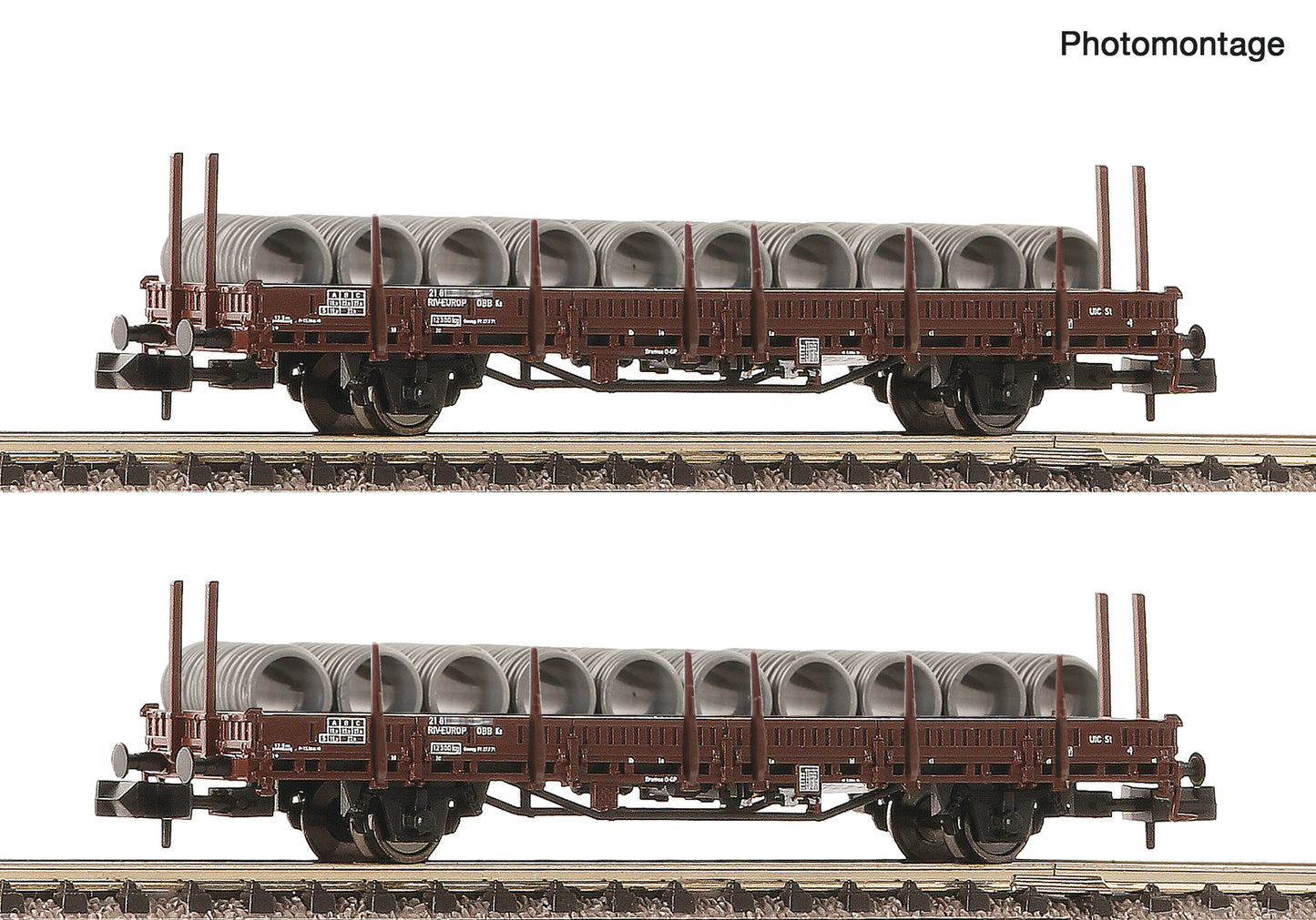 Fleischmann N 6660072 2-piece set: Swivel-type stake wagons ÖBB era IV DC 2025 New Item