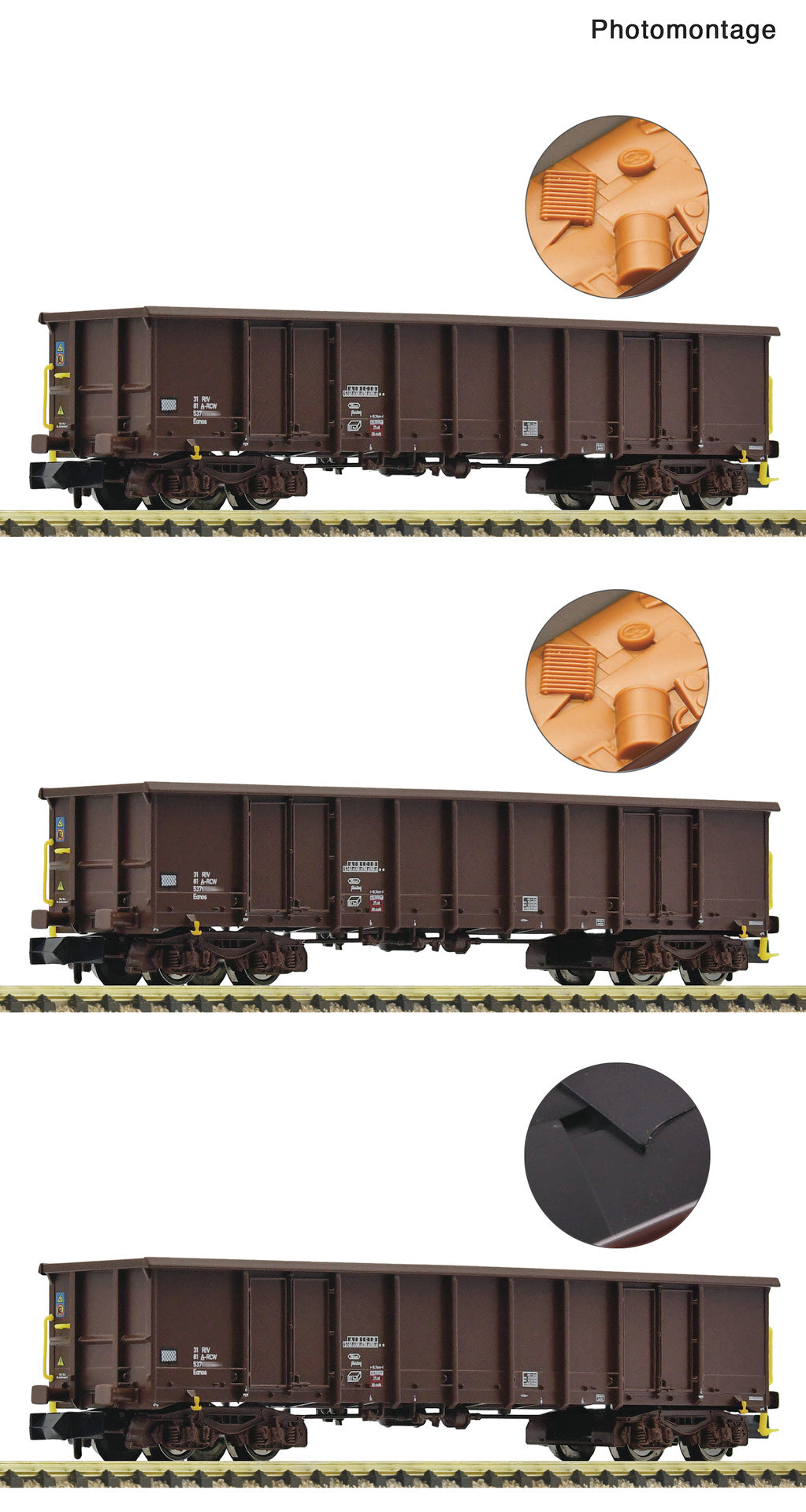 Fleischmann N 6660074 3 piece set: Open goods wagons ÖBB era VI DC 2025 New Item
