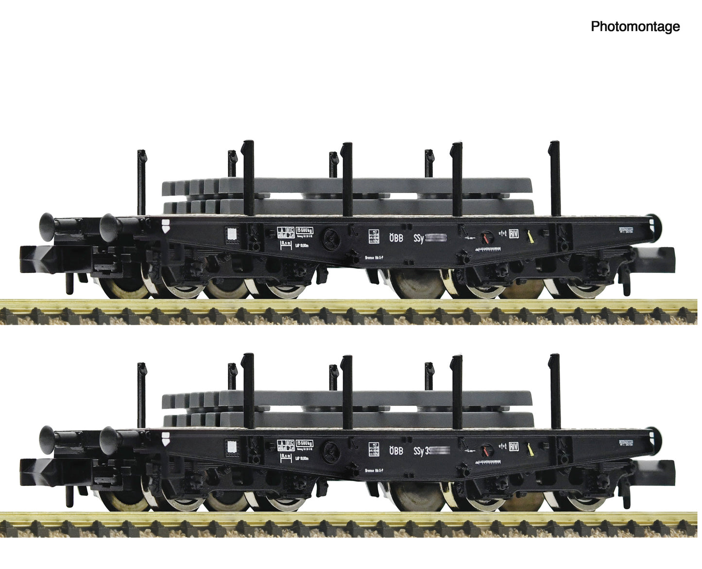 Fleischmann N 6660134 2 piece set: Heavy-duty flat wagons ÖBB era III DC Fall 2025 New Item
