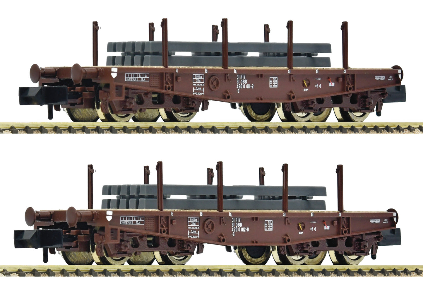Fleischmann N 6660135 2 piece set: Heavy-duty flat wagon OBB era IV DC 2026 New Item