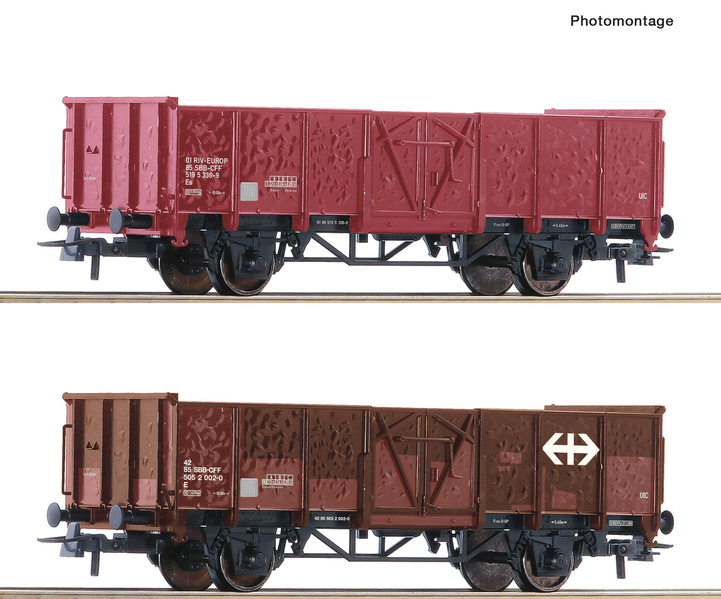 Roco HO 77034 2 piece set: Open goods wagons SBB era 45 DC Fall 2025 New Item