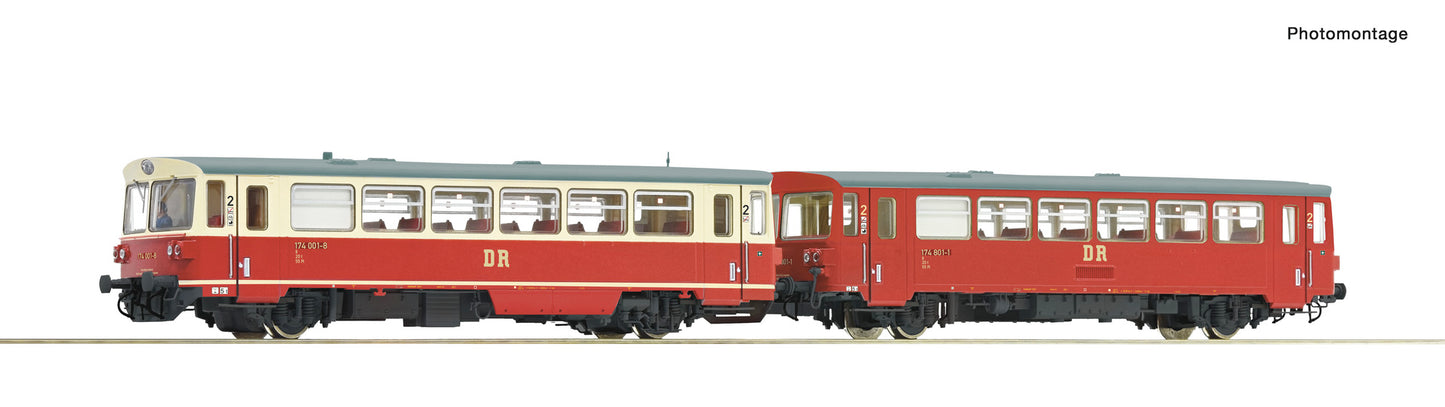 Roco HO 7710013 Diesel railcar 174 001-8 with trailer DR era IV DC 2025 New Item