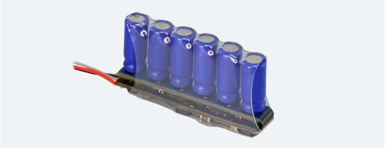 ESU 54673 PowerPack MiniXS, energy buffer with MCU for LokPilot 5 / LokSound 5, 6*0.3F/2.7V, 29 x 5.1 x 15mm