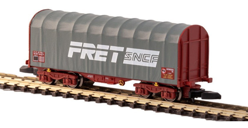 AZAR MODELS Z W03-FRP 4-axle short sliding tarp cars FRET SNCF - set of 3 units SNCF IV-V