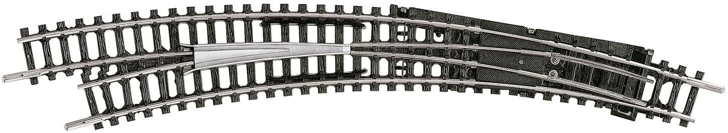 Trix N 14947 Code 80 Curved Manual Turnout -- Left Hand, R3/R4, 12-15/16 329mm, 14-1/4 362.6mm Radius, 30 Degrees