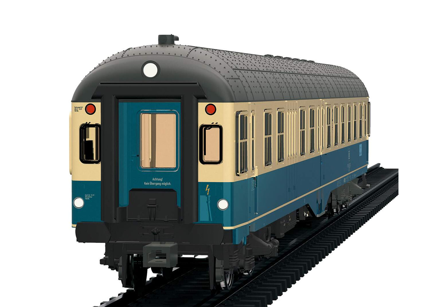 Trix HO 23175 Type BDylf 457 2nd Class Cab Car-Baggage - Coach - Ready to Run -- German Federal Railroad DB (Era IV 1984, ocean blue, ivory, gray)