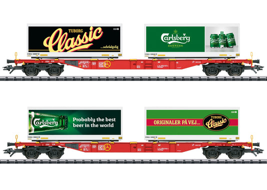 Trix HO 24509 Carlsberg and Tuborg Container Transport Car Set, Ep. VI 2021 New Item