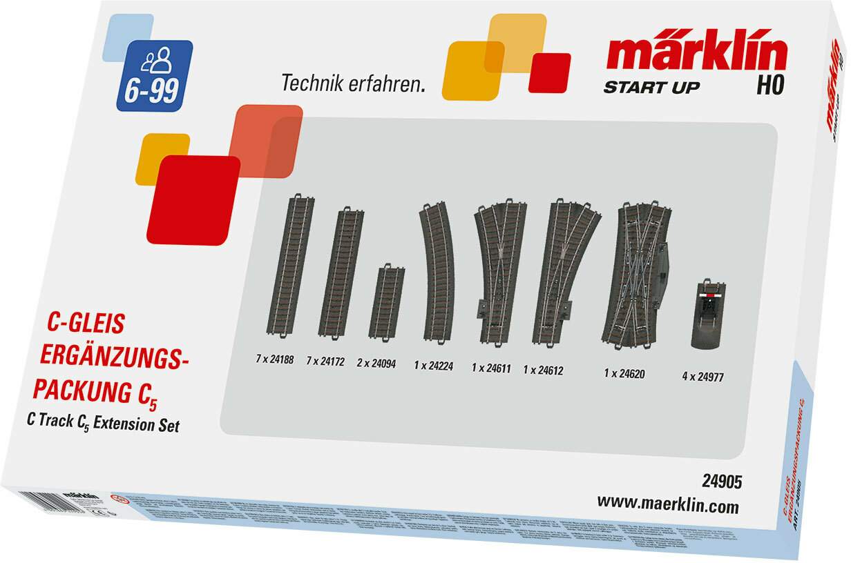 thumbnail image 2 of Märklin H0 24905 C-Track Supplemental Pack C5 – New AC Track Set 2 of 6