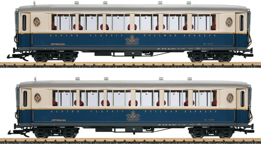 LGB G 36658 2-Car Set - Ready to Run -- Rhaetian Railways RhB Pullman Express (Era II, blue, white, silver)