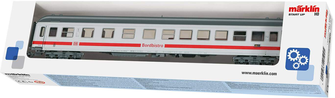 Marklin HO 40502 Type ARkimbz 266.7 ICE Bistro Diner - 3-Rail Ready to Run - Start up -- German Railroad DBAG (Era VI, white, gray, red)