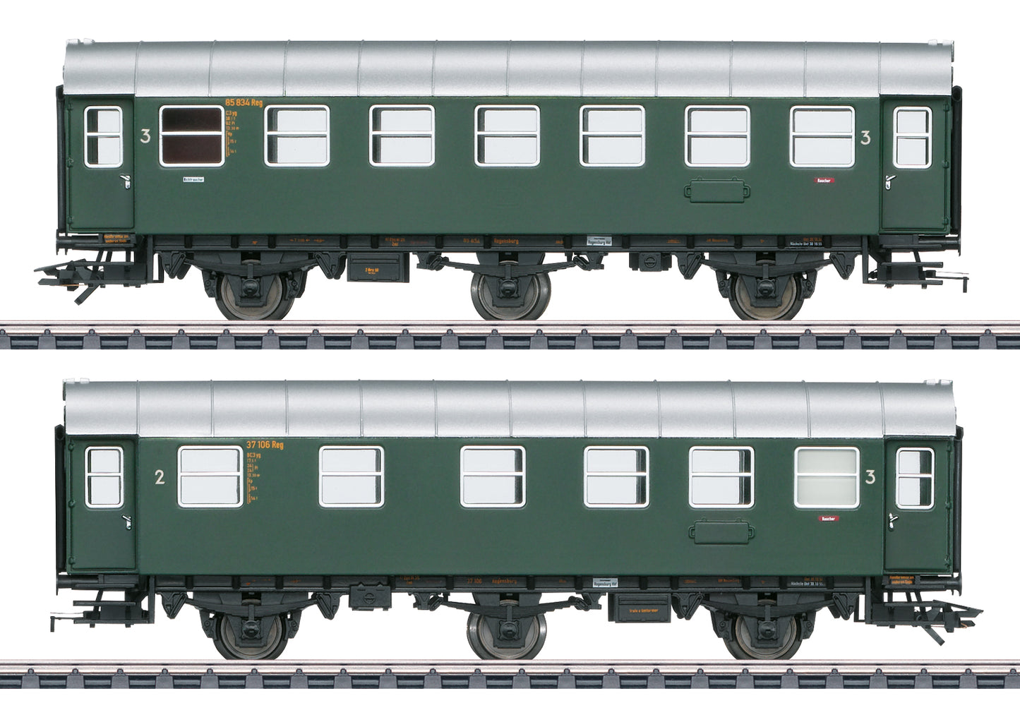 Marklin HO 43174 Passenger Car Set, 2nd and 3rd Class, DB, Ep.III
