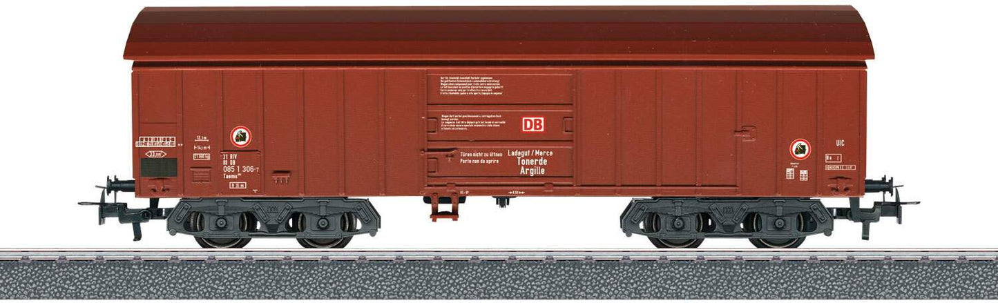 Marklin HO 44600 Type Taems 890 Covered Gondola - 3-Rail Ready to Run -- German Railroad DB AG (Era VI, Boxcar Red)