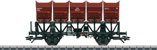 Marklin HO 46355 Type Ommi 51 Side Dump - 3-Rail Ready to Run -- German Federal Railroad DB (Era III 1960, black, Boxcar Red)