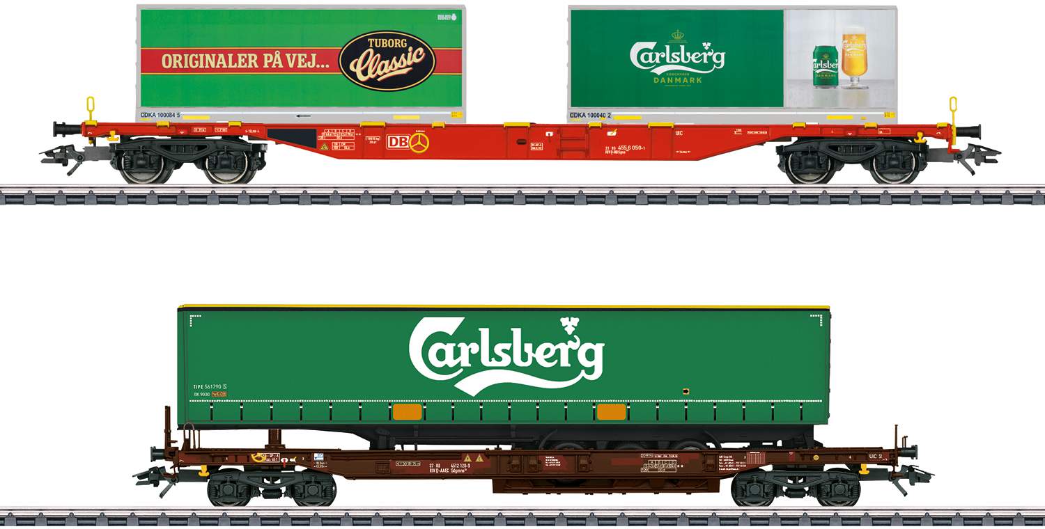 Marklin HO 47109 KLV-Freight Car-Set, 2 cars, Tuborg/Carlsberg, Ep