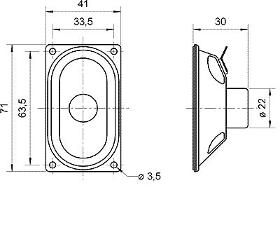 ESU HO 50336 Loudspeaker Visaton SC 4.7 ND, 41mm x 71mm, square, 8 Ohm for LokSound XL