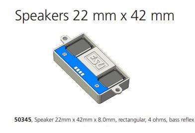 ESU HO 50345  Speaker 22mm x 42mm x 8.0mm, square, 4 Ohm, resonator 
