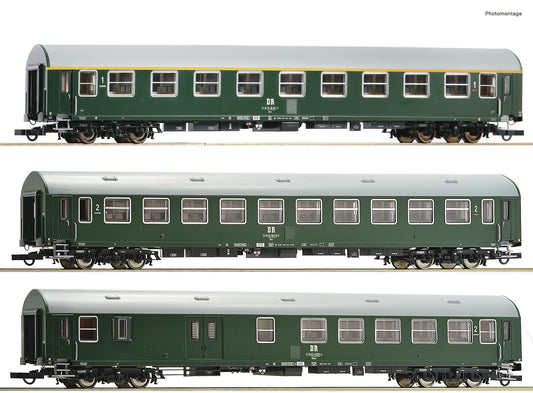 Roco HO 6200028 3-piece set 1: Passenger coach train  DR  era IV DC 2023 New Item