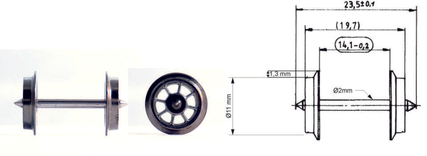 Fleischmann HO 6562 Exchange spoked wheel set for AC operation