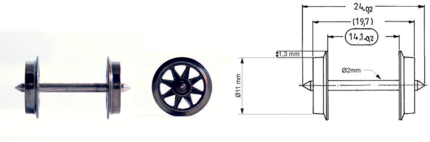 Fleischmann HO 6563 Exchange double spoked wheel set for AC operation