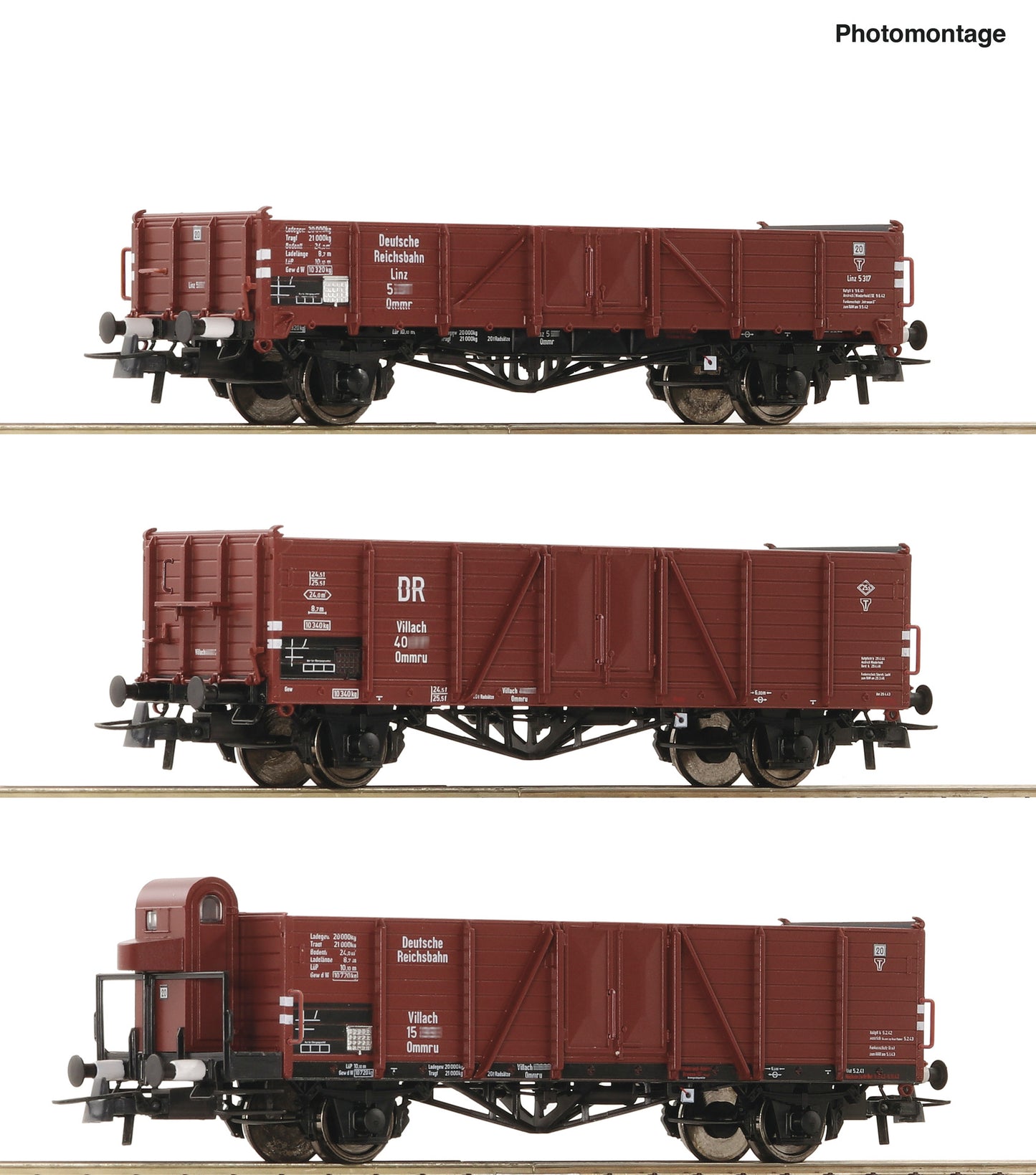 Roco HO 6600102 3-piece set: Open freight wagons DRB era II DC 2024 New Item