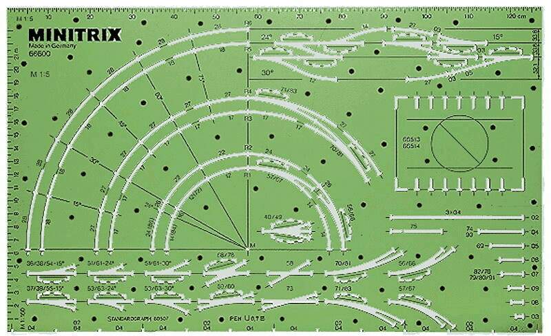 Trix N 66600 Minitrix Track Planning Stencil -- 1:5