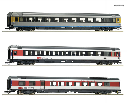 Roco HO 74021 3 piece set (1): EuroCity coaches EC 7 SBB era VI DC Q3 2022 New Item
