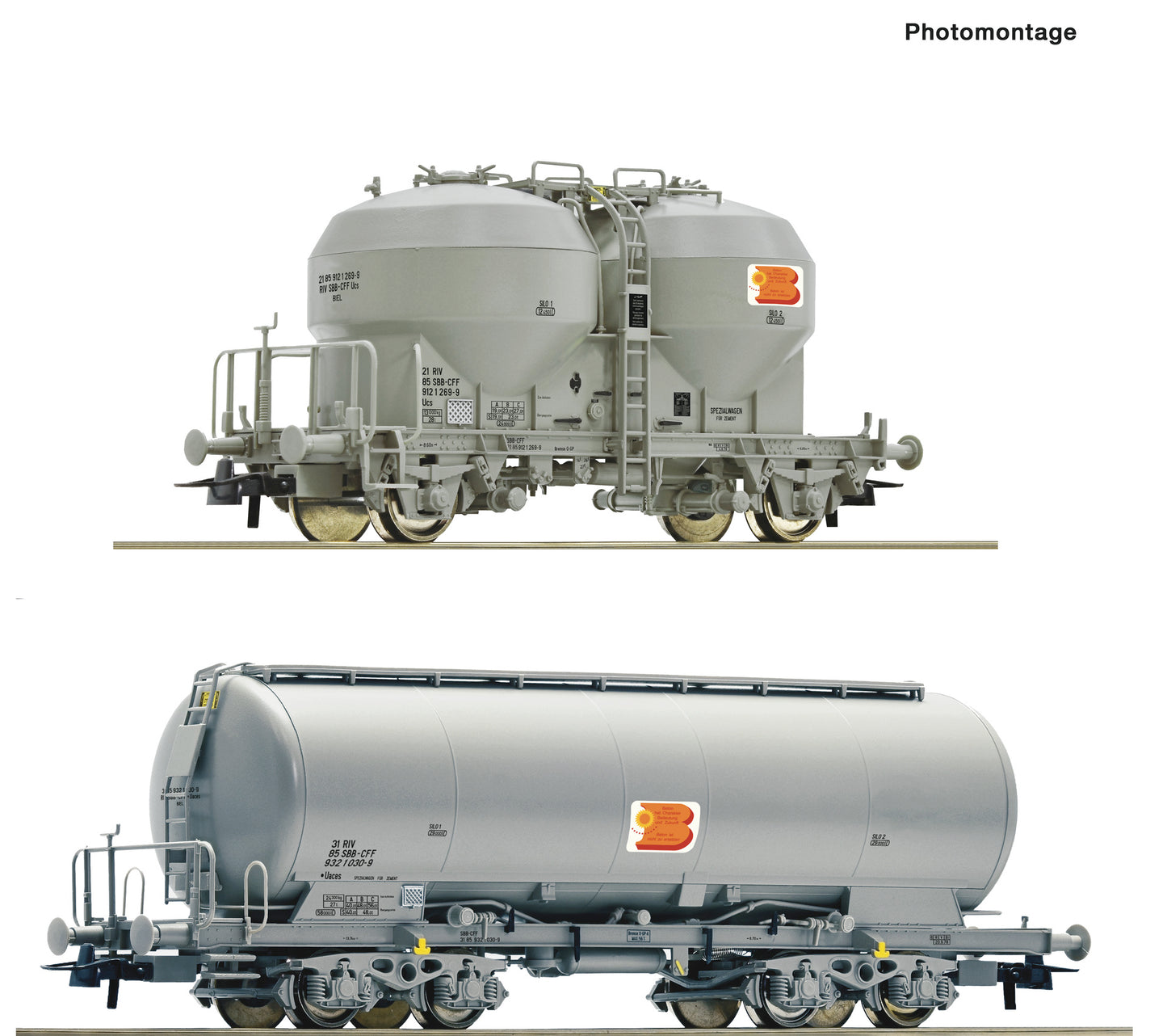 Roco HO 77038 2-piece Freight set: Silo wagons SBB era IV DC 2023 New Item