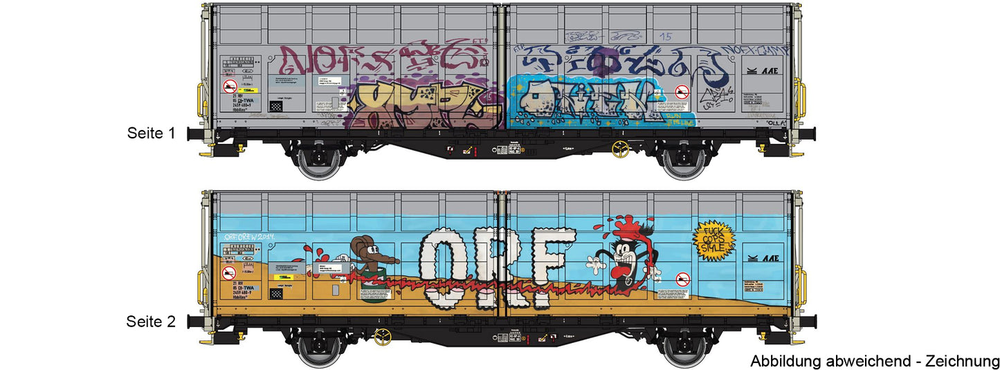 ALBERT MODELL HO AM245034 Hbbillns TWA Sliding Wall Cart, Ep.VI, Graffiti Edition Novelty 2022