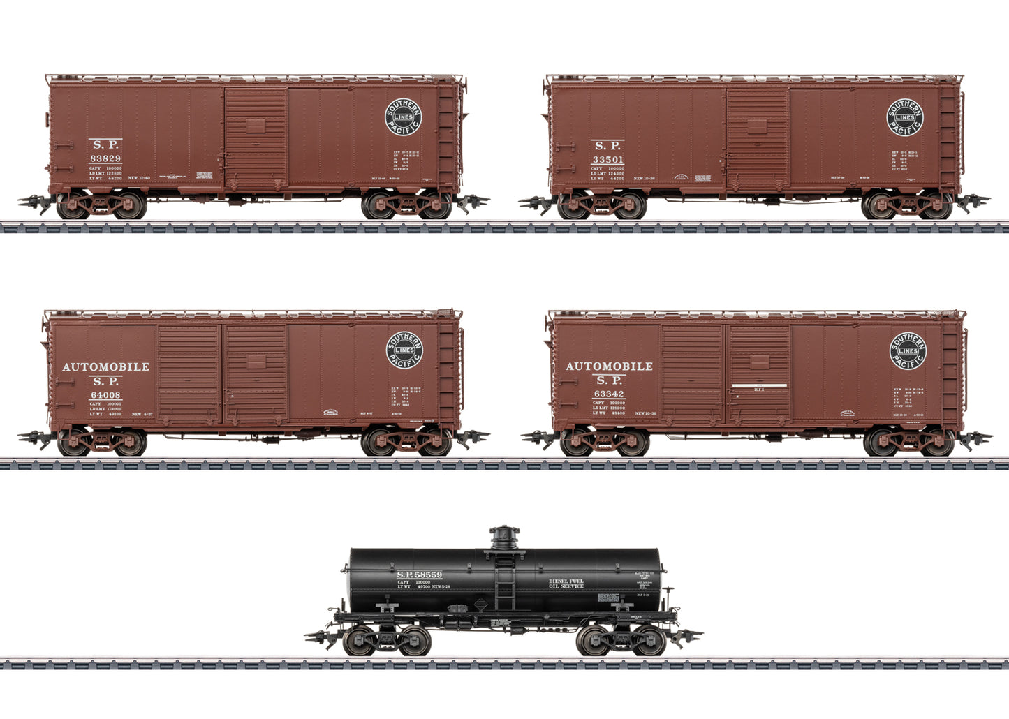 Marklin HO 45667 US freight car set for Berkshire Locomotive 5 cars, SP