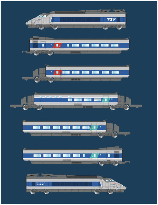AZAR MODELS Z T01-AB1A Analog TGV PSE - Atlantic 7 elements - analog SNCF V