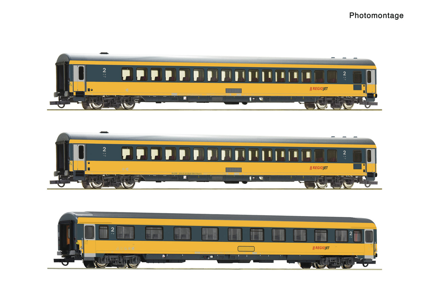 Roco HO 6200082 3-piece set: Passenger coach  Regiojet   era VI DC 2025 New Item