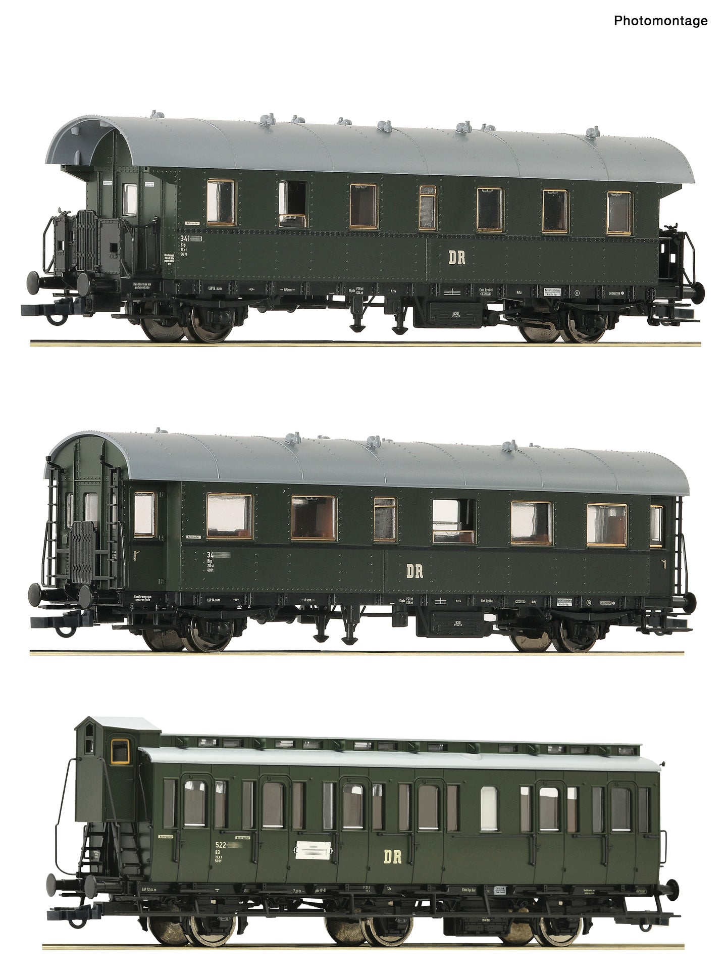 Roco HO 6200131 3 piece set (2): Branch line train  DR   era III DC 2025 New Item