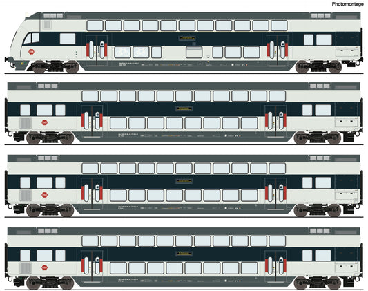 Roco HO 6210147 4 piece set: Double-deck coaches  DSB   era VI DC 2025 New Item