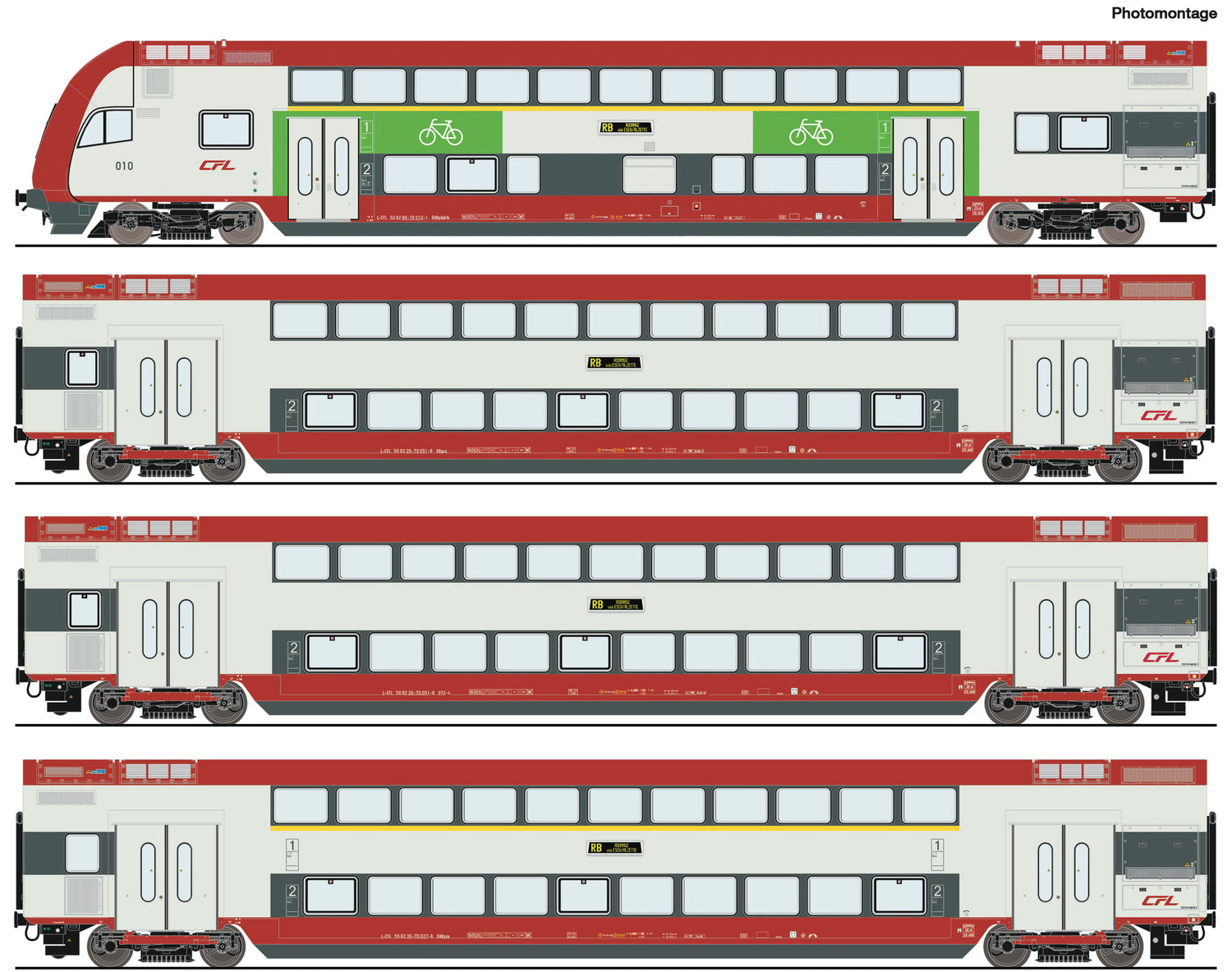 Roco HO 6210148 4 piece set: Double-deck coach  CFL   era VI DC 2025 New Item