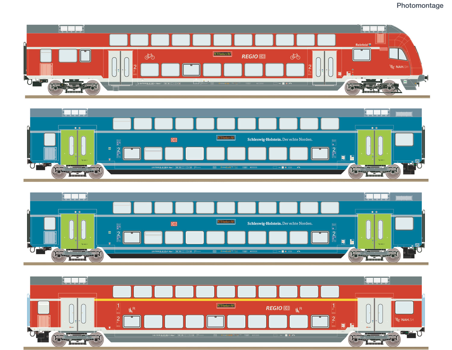 Roco HO 6210250 4 pcs. Set: Double-decker coach   era VI DC  2026 New Item