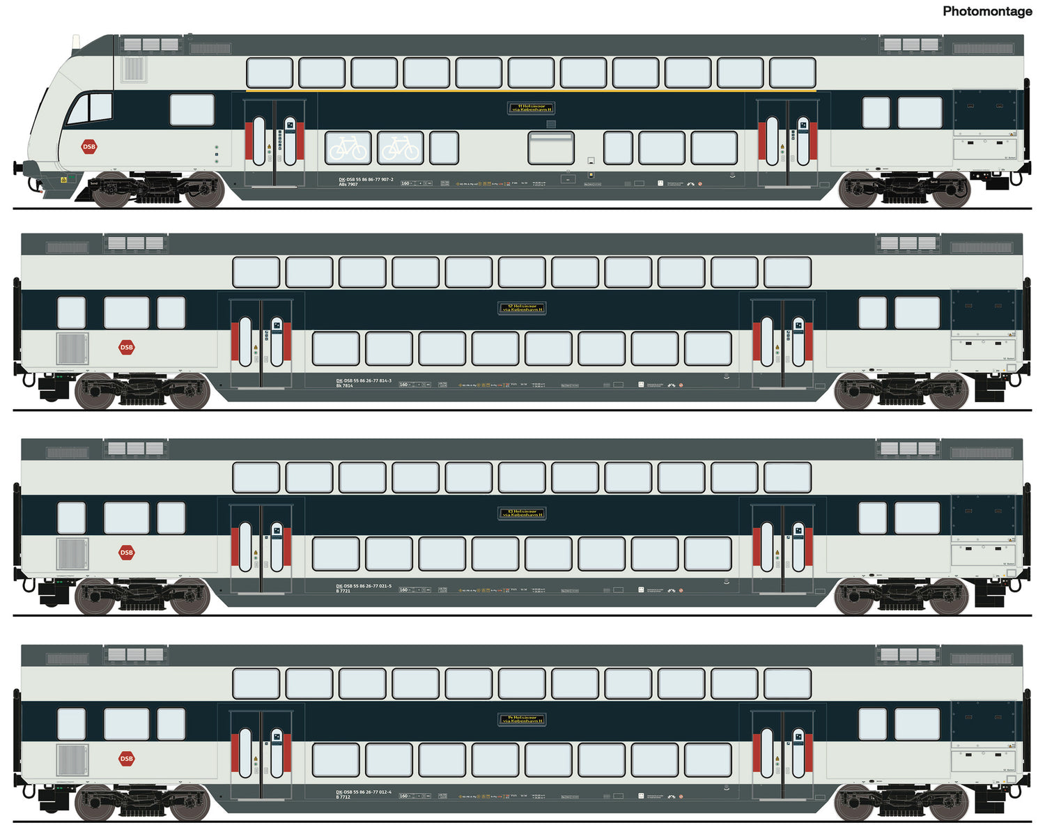 Roco HO 6220147 4 piece set: Double-deck coaches  DSB   era VI DC 2025 New Item