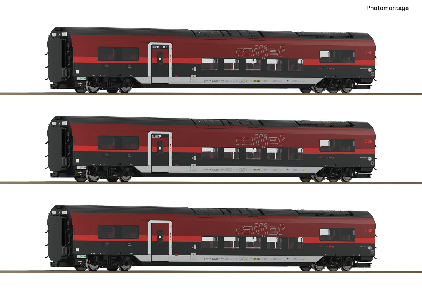 Roco HO 6220179 3 piece set (2): Railjet 2  OBB   era VI DC  2026 New Item